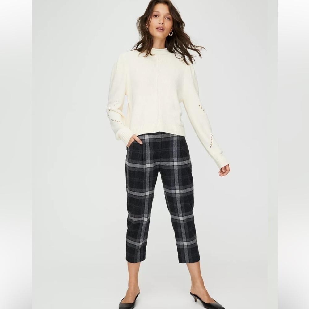 Aritzia Wilfred Chambéry Check Pant in charcoal black size 2